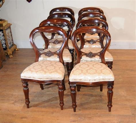 Six bert england mahogany, antique drop leaf dining table | ebay. 8 Mahogany Victorian Dining Chairs Balloon Back ...