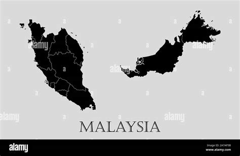 Black Malaysia Map On Light Grey Background Black Malaysia Map