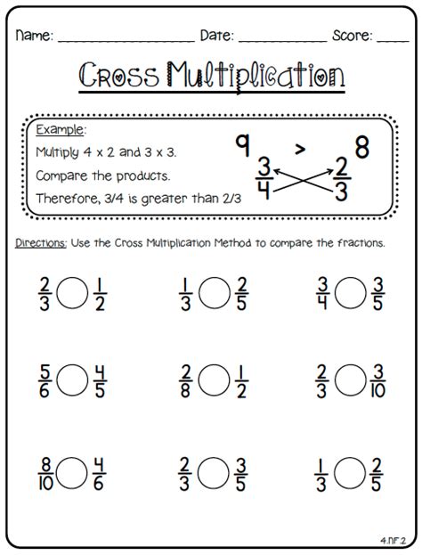 Equivalent Fractions Cross Multiplication Worksheets