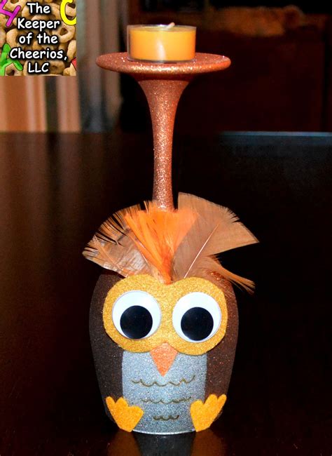 Owl Wine Glass Candle Holder The Keeper Of The Cheerios