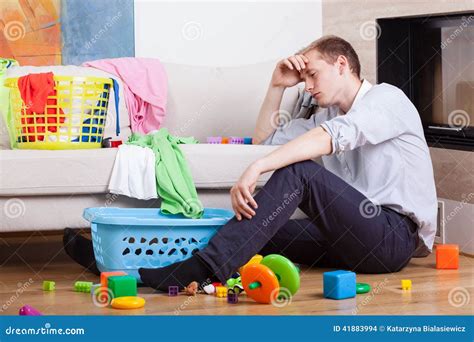 Lonly Tired Father Stock Photo Image Of Stressed Nanny 41883994