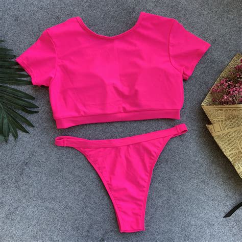 2019 Sexy Pure Color Zipper Bikini Swimwear Buy Young Hot Girls Xxx