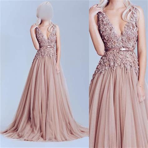 2019 dusty pink tulle off shoulder lace long best sale elegant party prom dress pd0066 elegant
