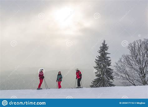 2016 12 19 Bukovel Ukraine Skiers On The Ski Slope Editorial Photo
