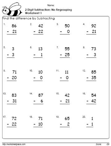 maths worksheets  grade  subtraction subtraction grade  math