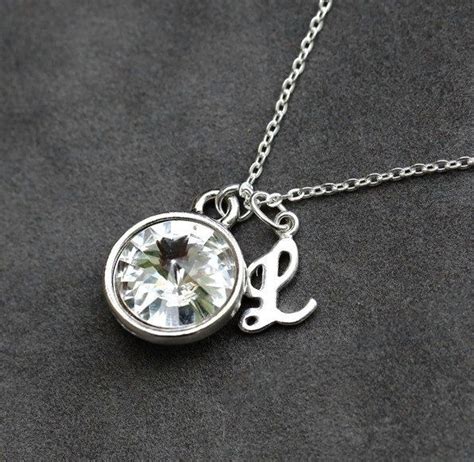 Initial Birthstone Necklace April Birthstone By Sprigjewelry 3200