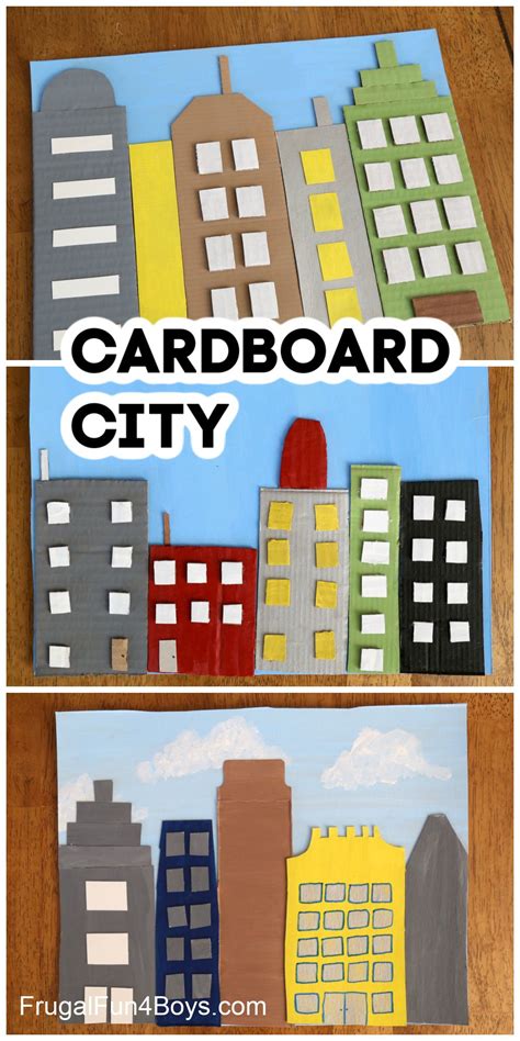 Cardboard City Skyline Collage Frugal Fun For Boys And Girls