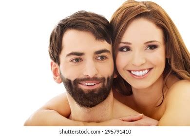 Beautiful Passionate Shirtless Couple Embracing Stock Photo