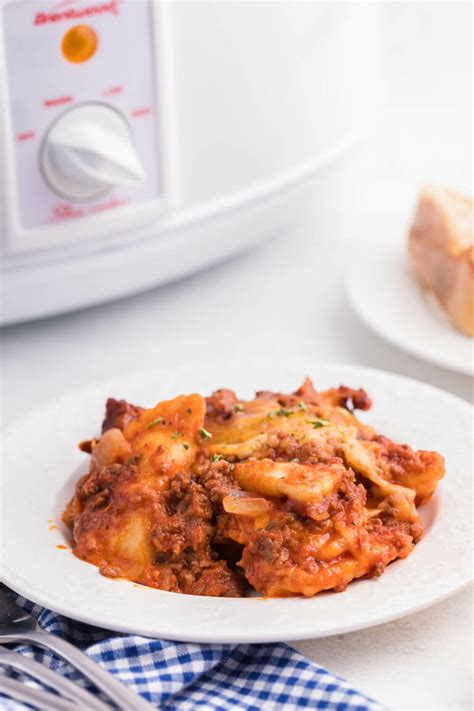 slow cooker ravioli lasagna recipe simply stacie