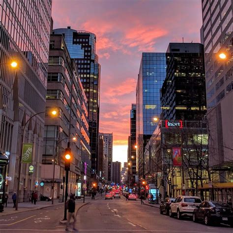 sunset in downtown montreal nicecolors urbanlandscape sunset🌅 canada travel quebec city