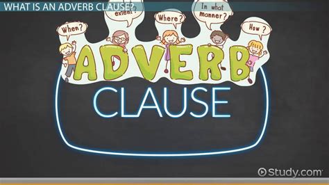 An adverb clause (also called adverbial clause) is a subordinate clause (i.e., dependent clause) acting as an adverb. Adverb Clauses: Types & Purposes - Video & Lesson ...