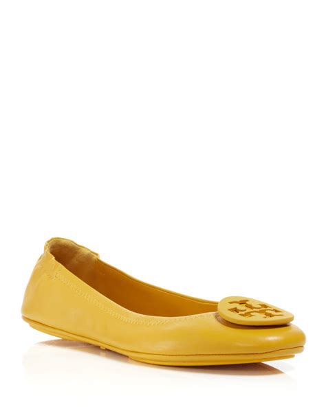 Tory Burch Ballet Flats Minnie Travel In Yellow Lyst