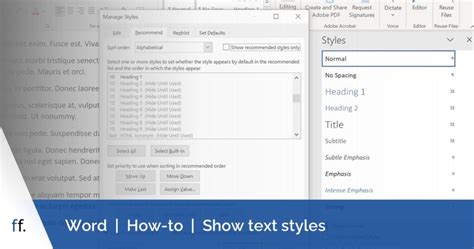 How To Show Text Styles In Word Formatting Fundamentals