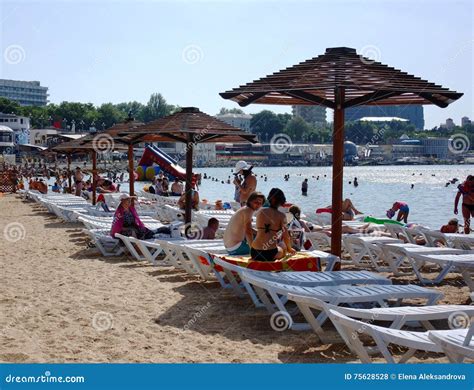 Anapa Russia June 2011 Holidaymakers At Beach Resort Town Anapa