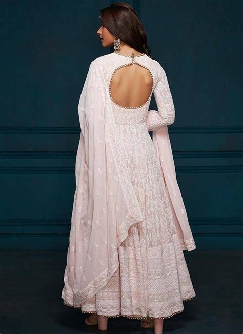 Beautiful Heavy Chikankari Anarkali Dress With Dupatta And Etsy In 2020 Designer Anarkali