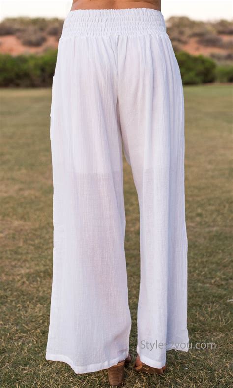 Hayden Ladies Wide Leg Cotton Pants In Off White Sacred Threads 215661
