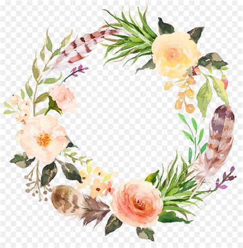Flower Clip Art Watercolor Aesthetic Style Floral Wreath