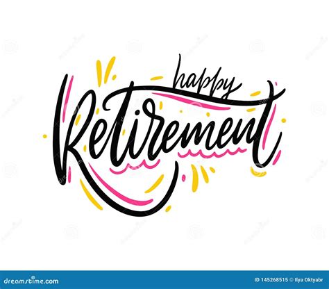 Happy Retirement Hand Drawn Vector Lettering Isolated On White
