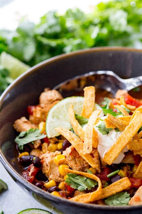 Cook on high for 2 hours, or low for 4 hours. Crockpot Chicken Tortilla Soup - Easy Peasy Meals