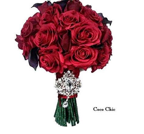Amazon Com Wedding Bouquet Red Real Touch Roses With Burgandy Calla