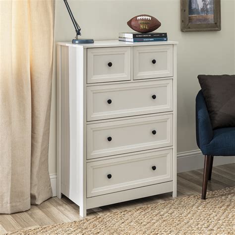Manor Park Classic Style 5 Drawer Grooved Dresser White