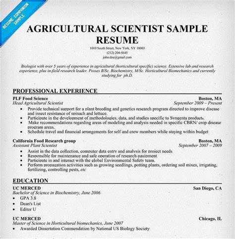 agriculture scientist resume anaxmen