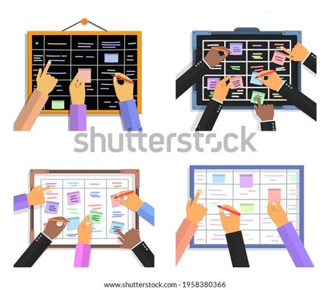 Scrum Task Board Concept Human Hands Stock Vector Royalty Free