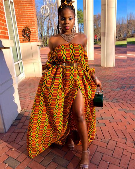 Rema Womens African Print Off The Shoulder Summer Long Dress Orange Green Mustard Yellow And