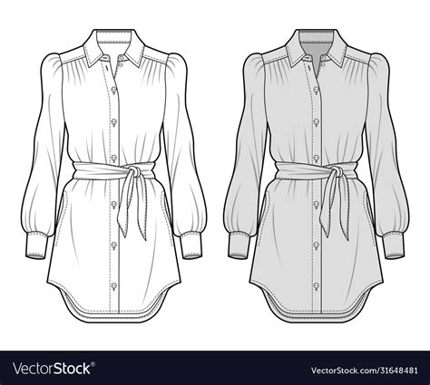 Blouse Fashion Flat Sketch Template3 Royalty Free Vector