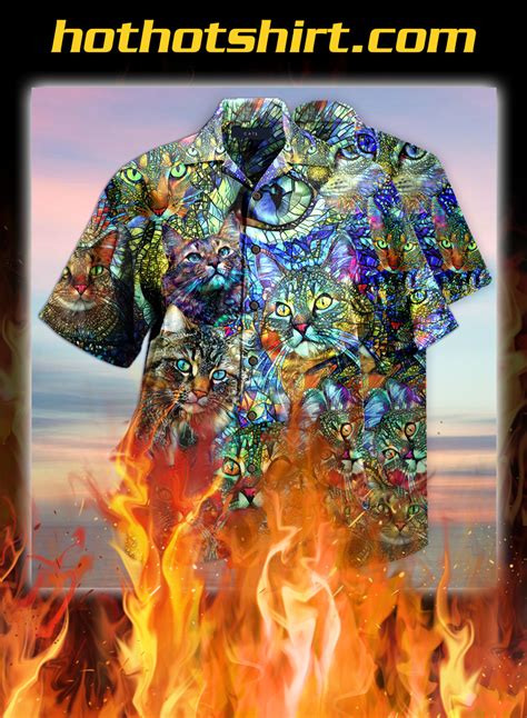 Be sure to measure your kitty for her new cat clothes so they fit right and are comfortable to wear. Amazing kaleidoscope cat unisex hawaiian shirt