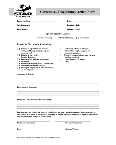 2022 Employee Corrective Action Form Fillable Printable Pdf And Forms