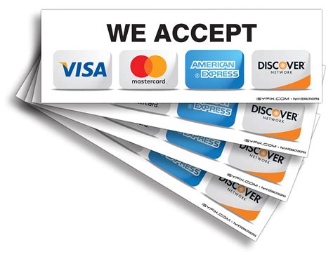 Buy Credit Card Sticker Signs Stickers 4 Pack 9 X 3 Inch We Accept