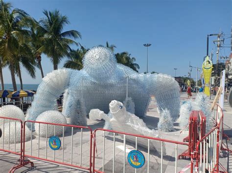 A Sea Turtle Statue Made Of Plastic Bottles In Jomtien Thailand