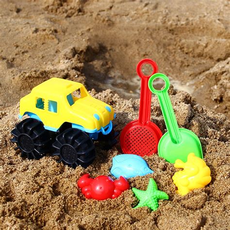 7pcsset Plastic Beach Toy Summer Beach Game Jeep Convertible For Baby