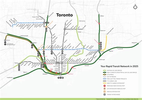 Toronto Transit Network By 2025 Funded Map From Metrolinx Toronto