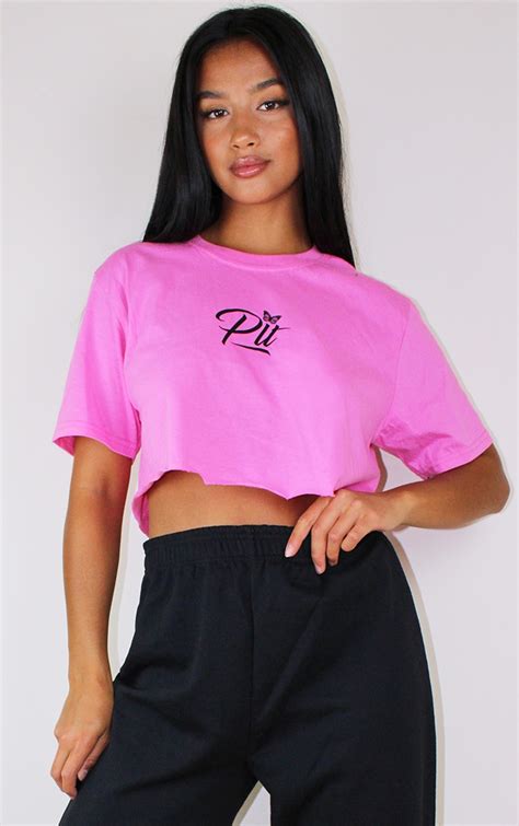 Plt Petite Baby Pink Cropped T Shirt Petite Prettylittlething Aus