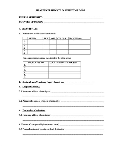 Free 10 Sample Health Certificate Forms In Pdf Excel Word