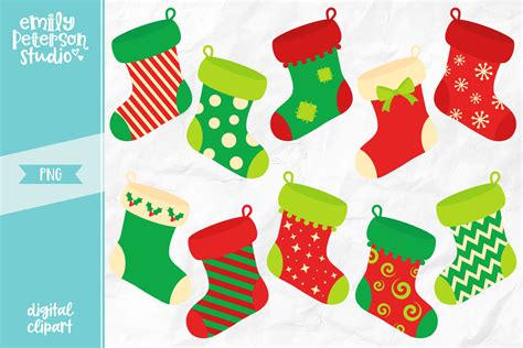 Christmas Stockings Clipart By Emily Peterson Studio