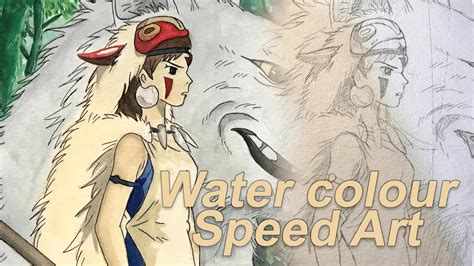 Princess Mononoke Water Colour Speed Art Youtube