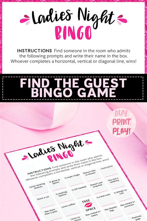 Ladies Night Bingo Game Find The Girl Who Scavenger Hunt Etsy In 2022 Bingo Games Ladies