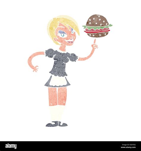 Cartoon Waitress Serving A Burger Stock Vector Image And Art Alamy
