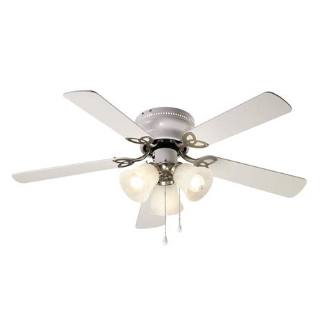 The light produced by this ceiling fan is white and safe for the eye, and homeowners don't have to worry. Shop Canarm Maria 42-in Brushed nickel Indoor Flush Mount ...