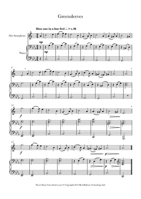 If you have some free sheet music (preferably written or arranged by yourself), we can add it easily (and for free, of course) to the web site; Greensleeves Sheet music for Saxophone - 8notes.com