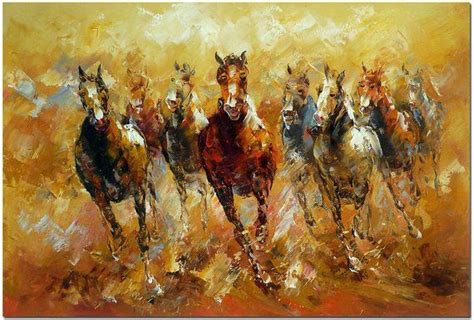 Running Horses Hand Painted Modern Impressionist Horse Painting On