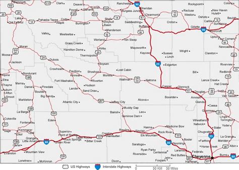 Wyoming State Road Map With Census Information
