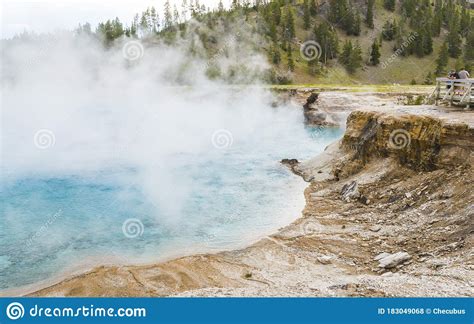 Blue Geyser Pool At Yellowstone Lake In Yellowstone National Park