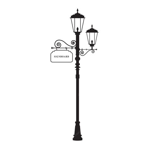 Premium Vector Old Street Lamp And Signboard Vector Illustration