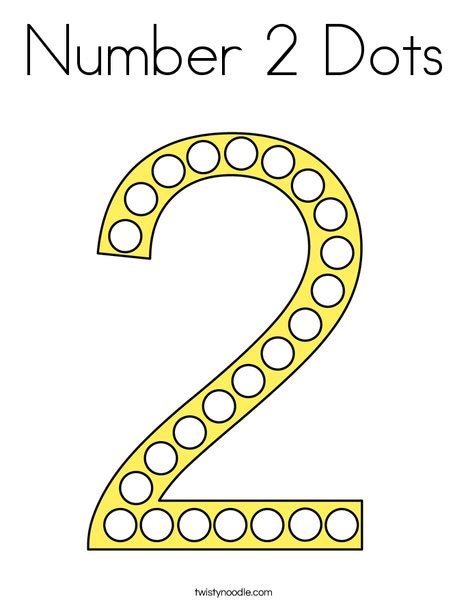 Number 2 Dots Coloring Page Twisty Noodle