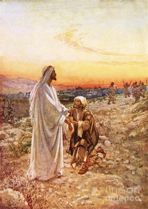 Jesus Withe The One Leper Who Returned To Give Thanks Painting By