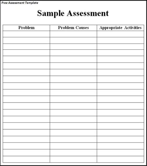 Printable Assessment Format Free Word Templates
